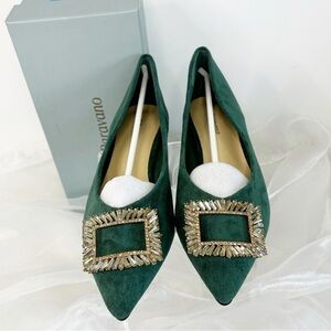 C.Paravano Women’s Alessia Embellished Suede Middle Heel Pumps!